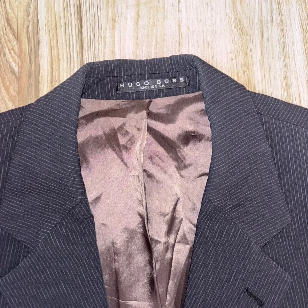 Hugo Boss Saks Fifth Avenue 100% Wool Pinstripe Blazer Sport Coat 42L